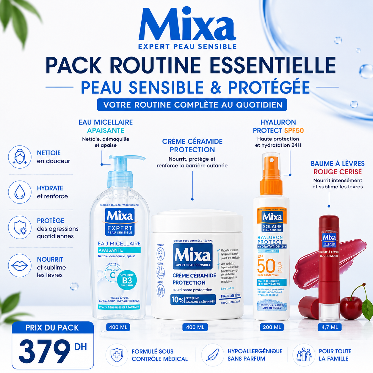 Pack Mixa Routine Essentielle – Peau Sensible & Protégée