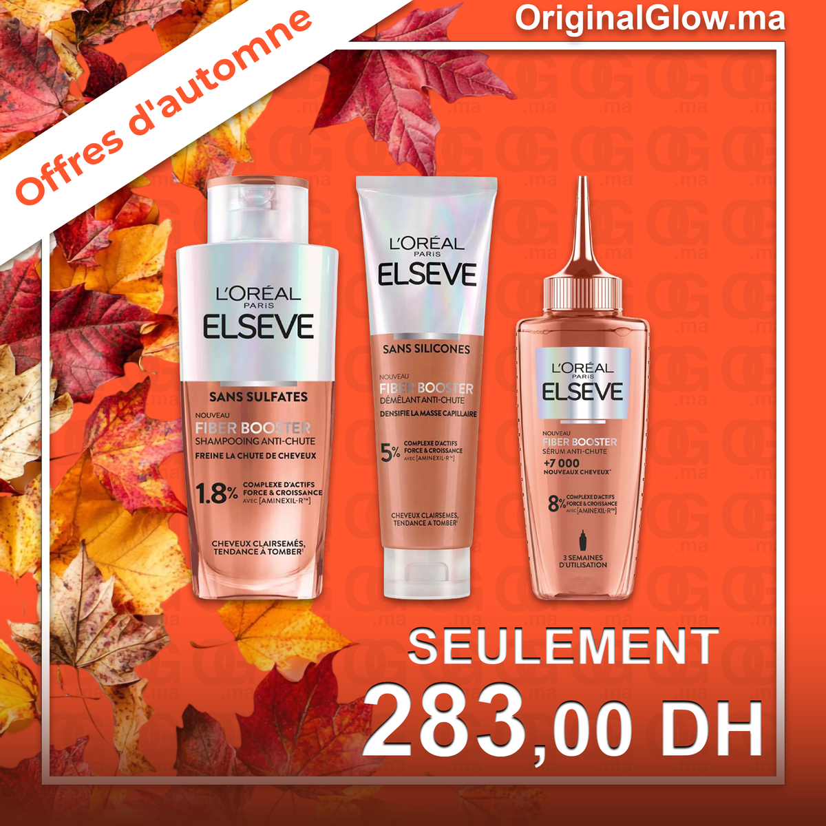 Elseve Fiber Booster Anti-Chute – Shampooing + Sérum + Démêlant | 3 Produits