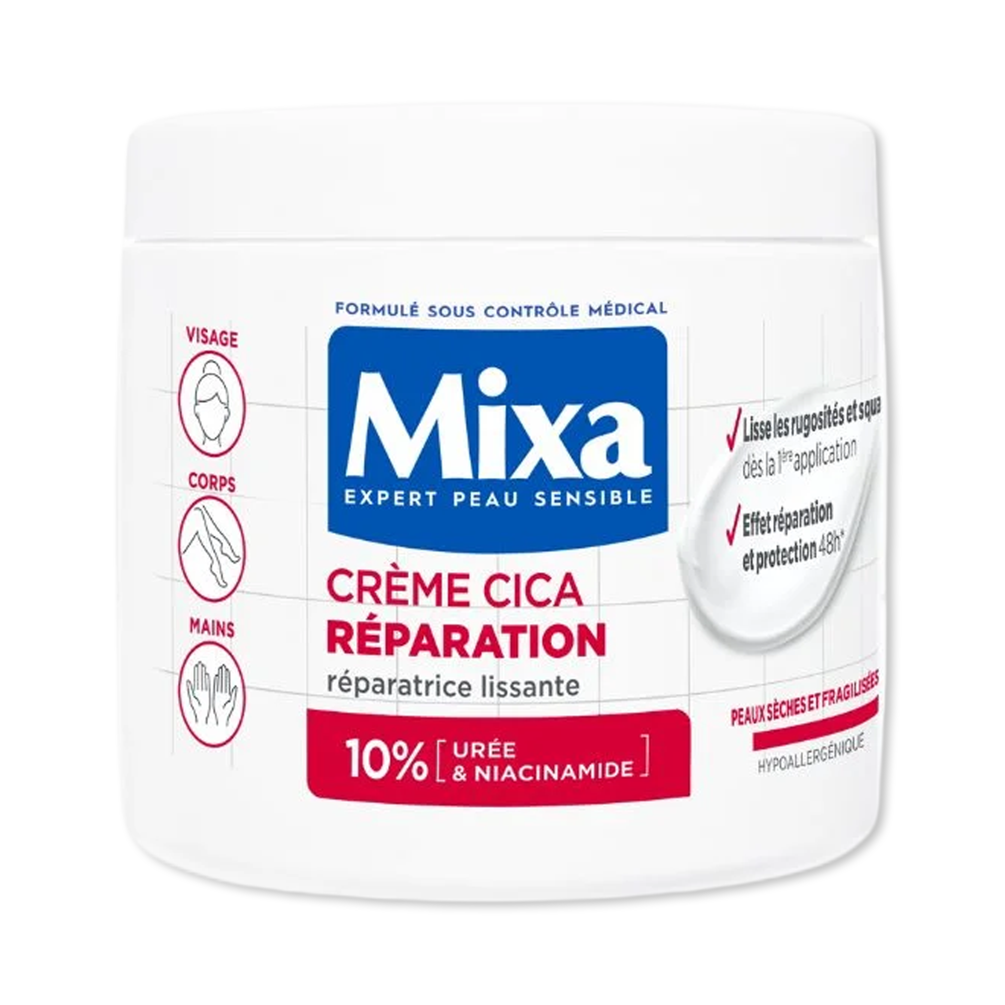 Mixa – Crème Cica Réparation (Visage, Corps & Mains)