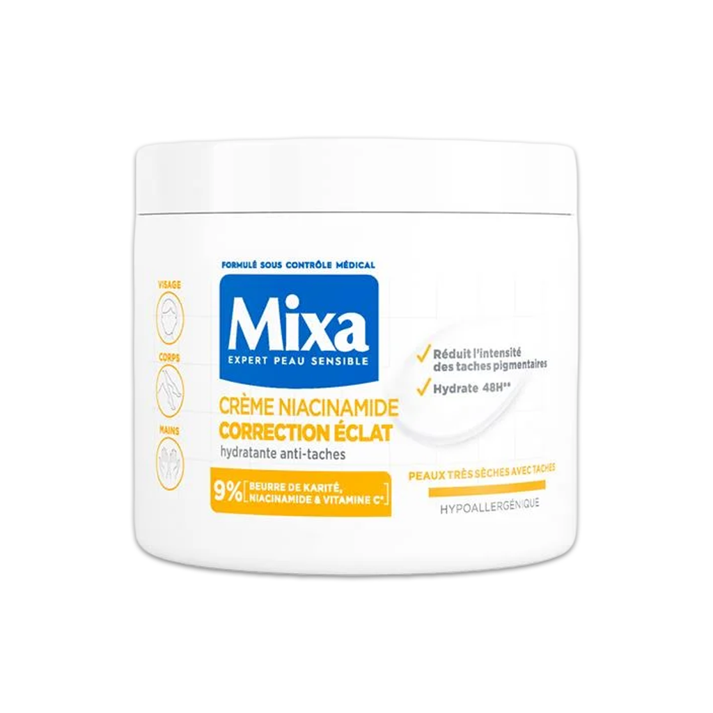 Mixa – Crème Niacinamide Correction Éclat – Visage, Corps & Mains