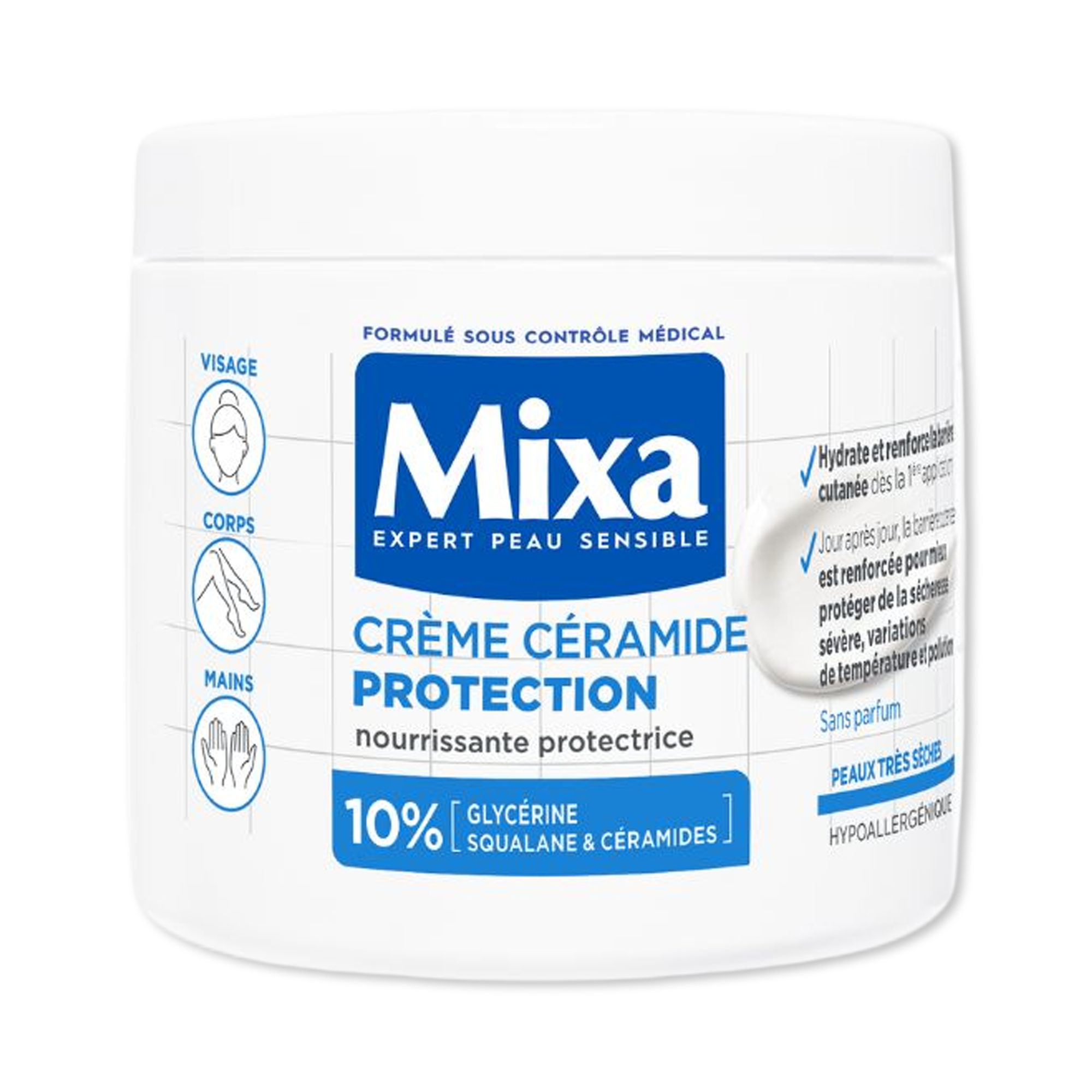 Mixa – Crème Céramide Protection (Visage, Corps & Mains)