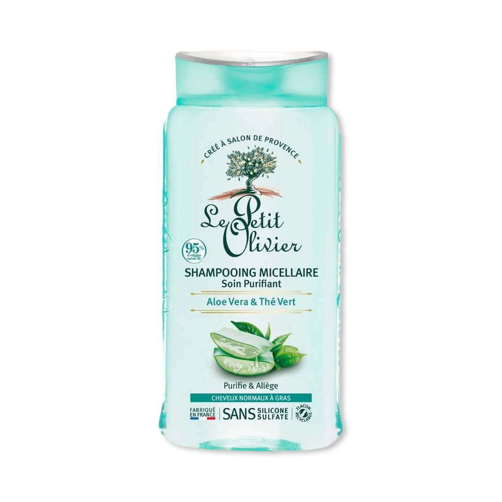 Le Petit Olivier – Shampooing Micellaire Soin Purifiant Aloe Vera & Thé Vert (250 ml)