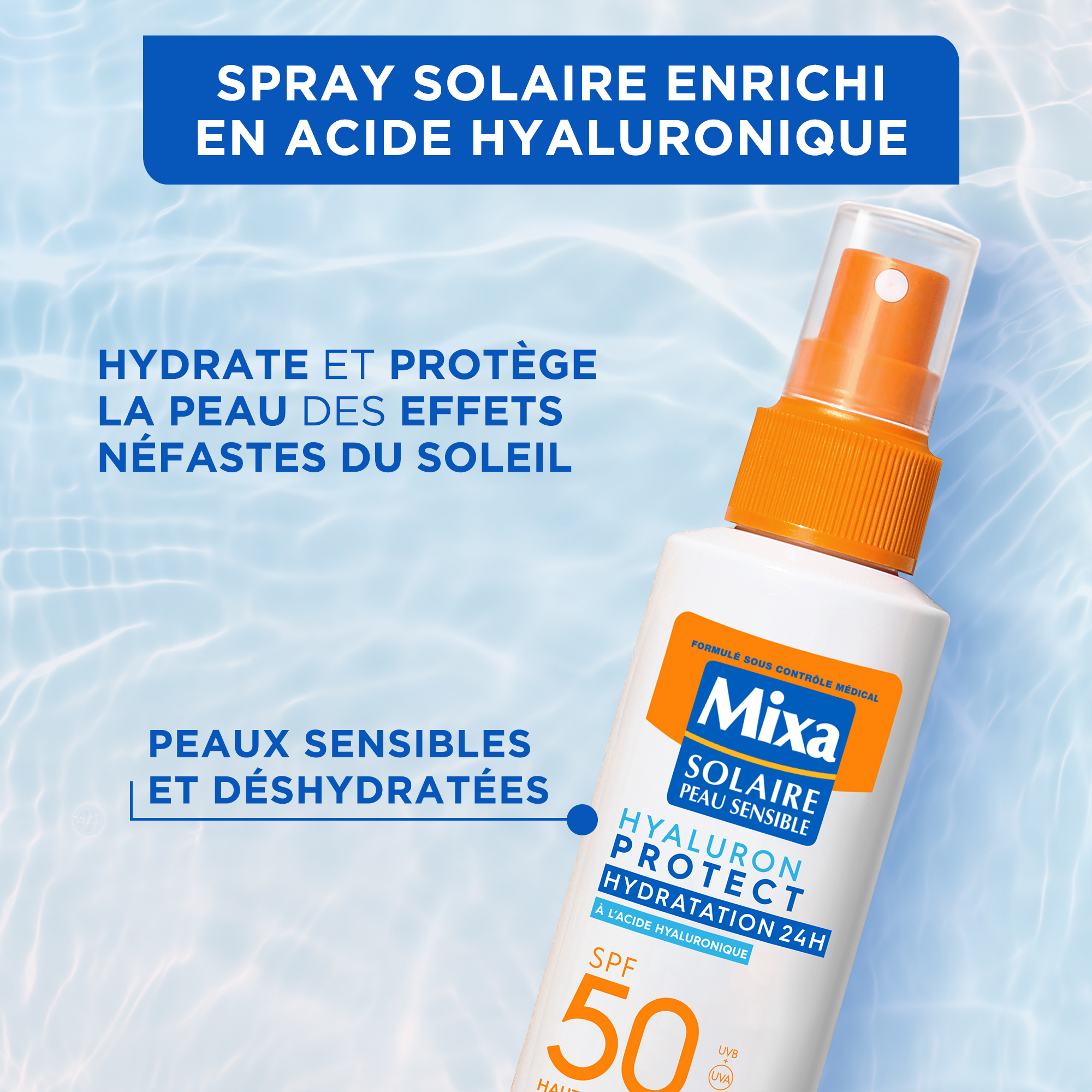 Mixa Hyaluron Protect Peaux Sensibles Spray Solaire SPF50 ( 150ml )