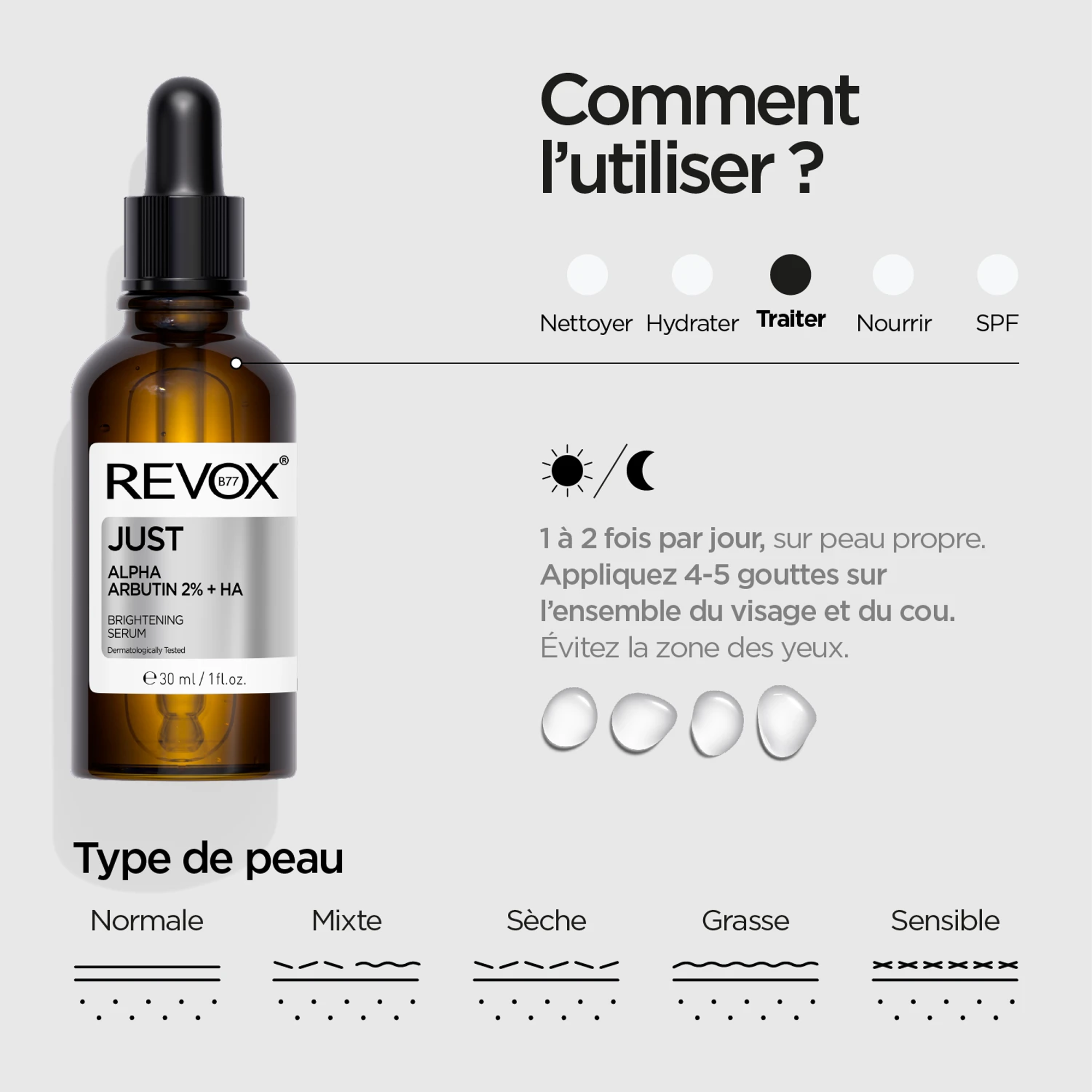 REVOX B77 JUST Alpha Arbutin 2% + HA – Sérum Anti-Taches & Éclat