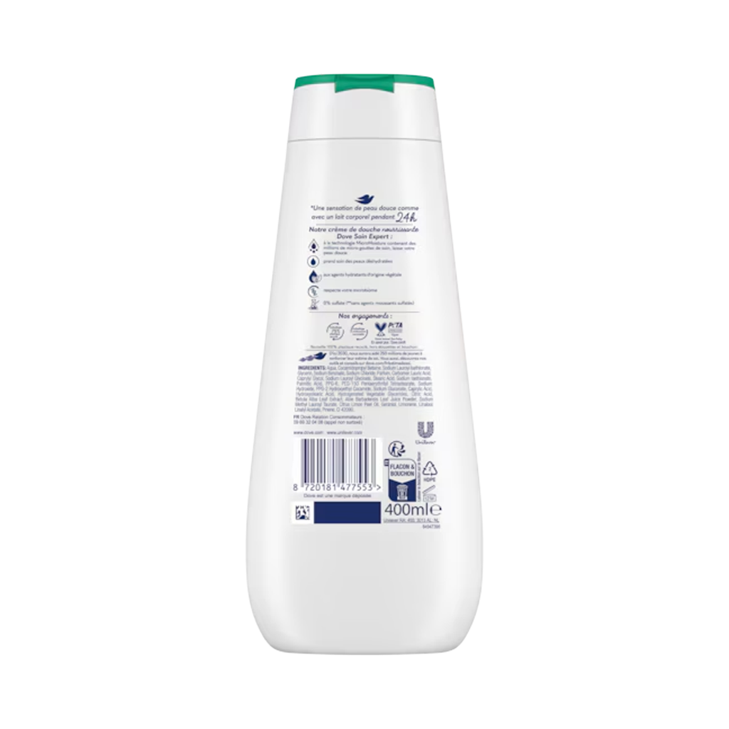 Dove Advanced Care Crème de Douche Soin Hydratant Parfum Aloe Vera 400ml
