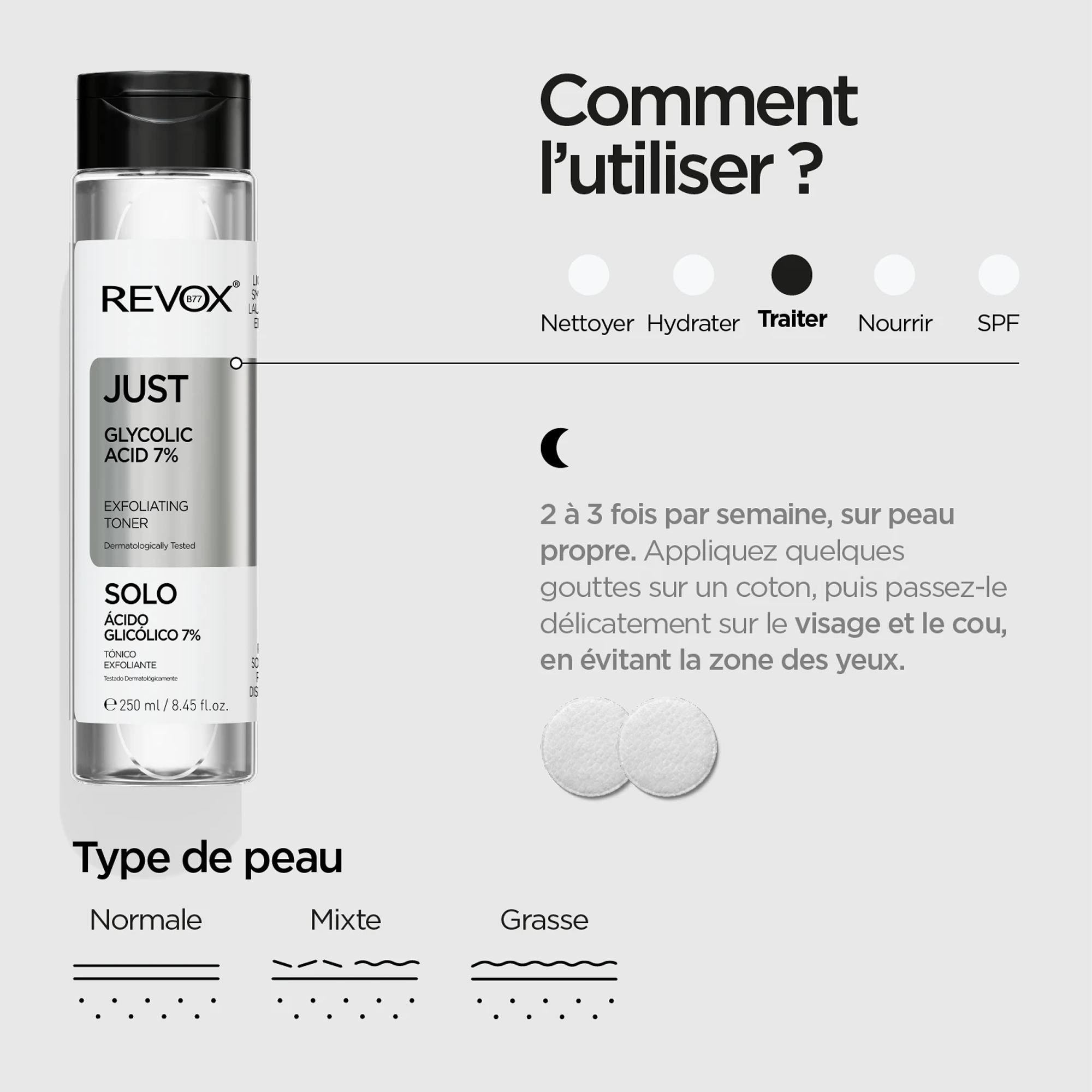 REVOX B77 JUST Glycolic Acid 7% – Tonique Exfoliant Éclat