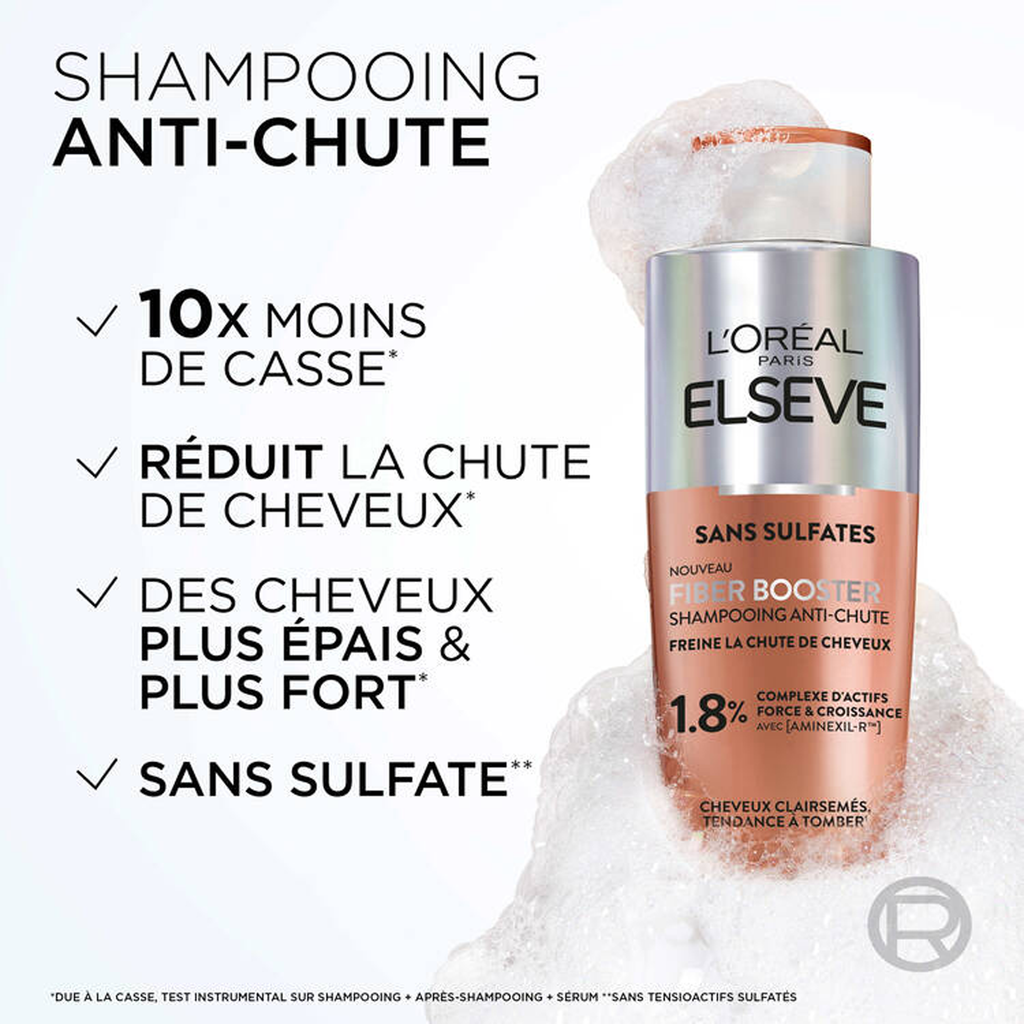 Elseve Fiber Booster Shampooing Sans Sulfates Anti-Chute Enrichi en AMINEXIL-R™