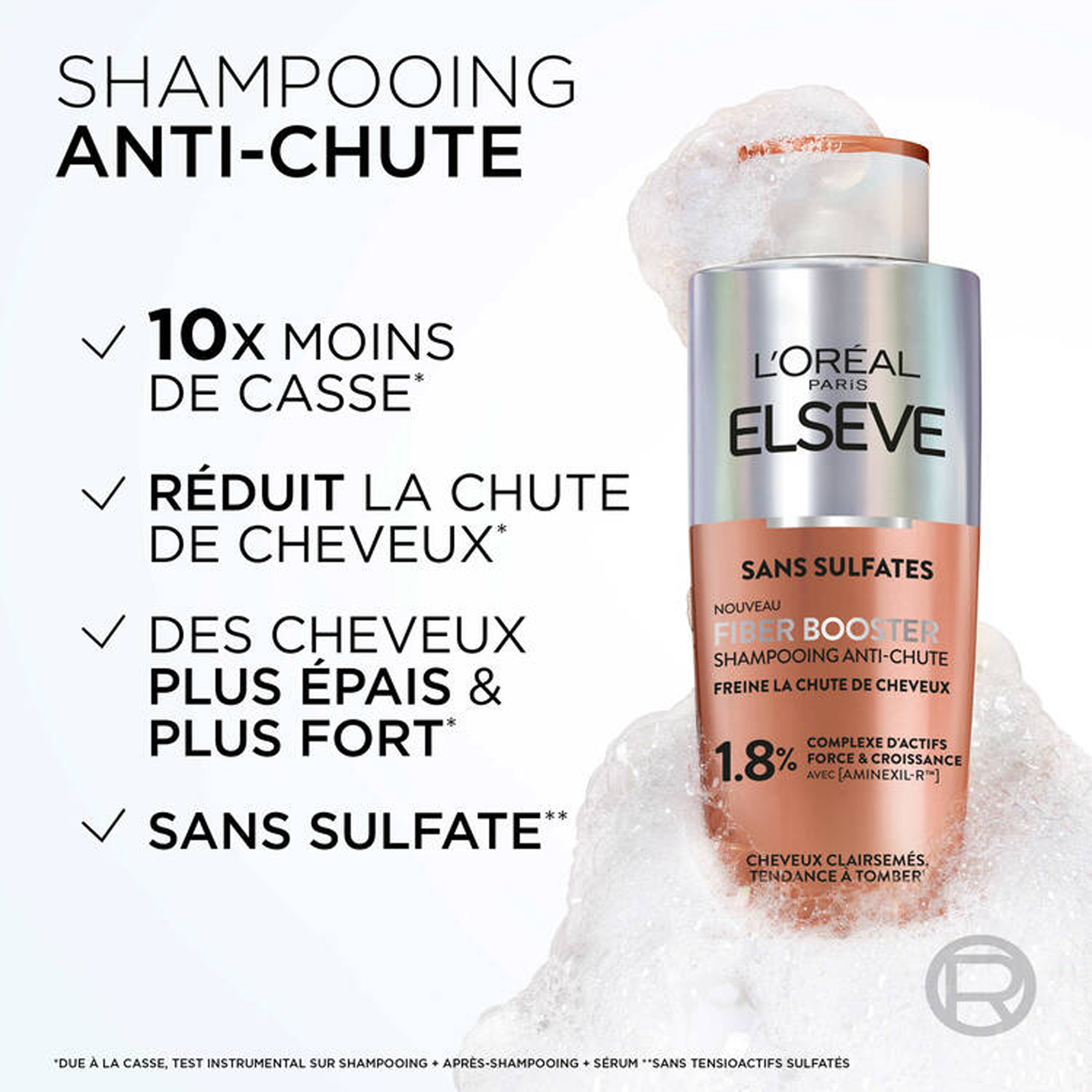 Elseve Fiber Booster Shampooing Sans Sulfates Anti-Chute Enrichi en AMINEXIL-R™