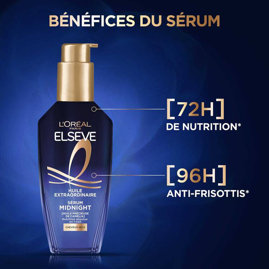 Elseve Huile Extraordinaire Soin Midnight Sérum enrichi en huile précieuse de Camélia