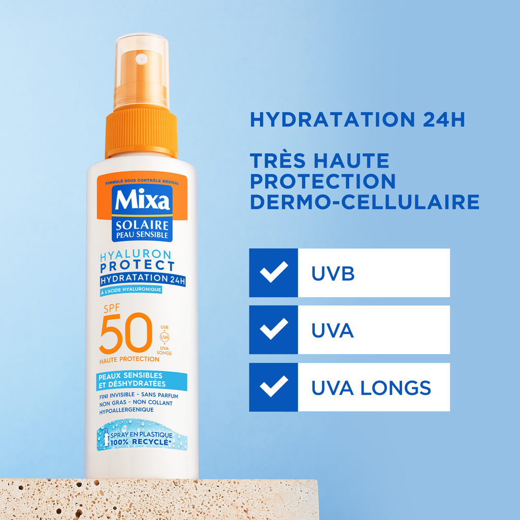 Mixa Hyaluron Protect Peaux Sensibles Spray Solaire SPF50 ( 150ml )
