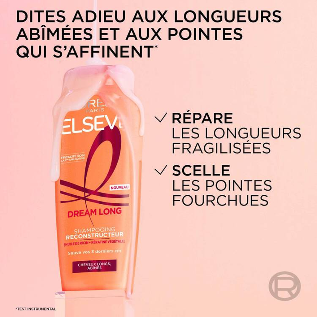 Elseve Dream Long Shampooing Reconstructeur enrichi en Kératine Végétale et Huile de Ricin