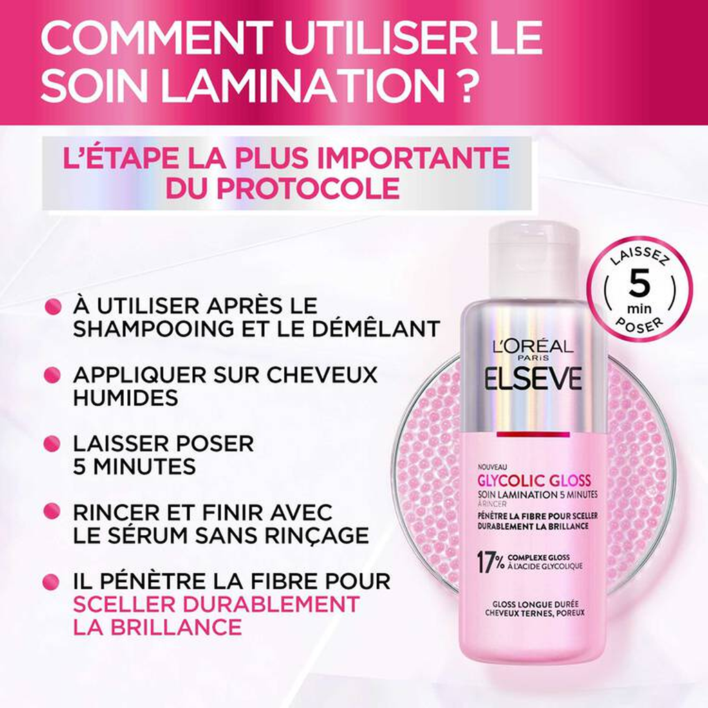 Elseve Glycolic Gloss Soin Lamination Gloss 5 minutes
