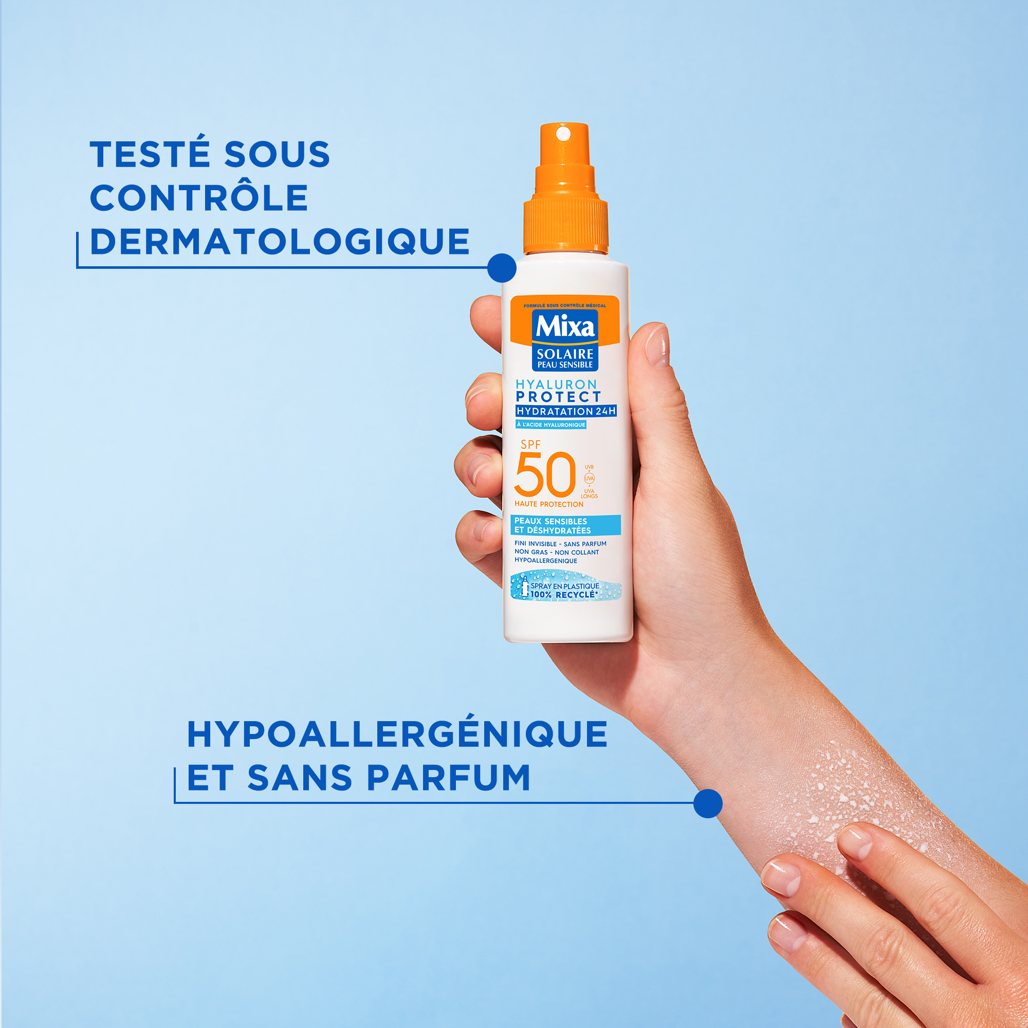 Mixa Hyaluron Protect Peaux Sensibles Spray Solaire SPF50 ( 150ml )