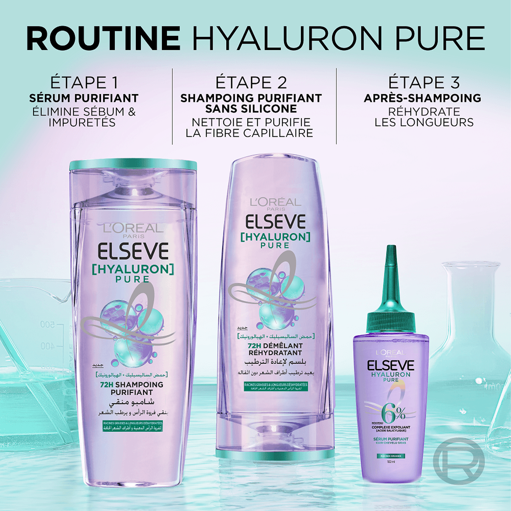 L'Oréal Paris – Elseve Hyaluron Pure Après-Shampooing Démêlant Réhydratant 72H (200 ml)
